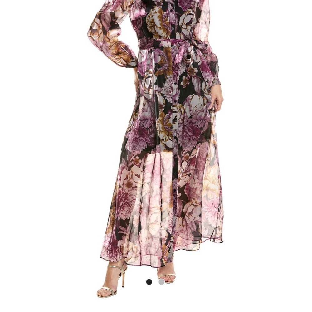 Julia Jordan Floral Maxi Shirt Dress in Pink, Purple and Black - Size 6